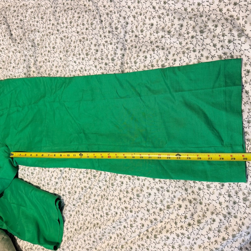 New LOFT Womens 6 The Peyton Trouser Green Linen Blend Wide Leg Boho Career Vaca - Picture 7 of 7